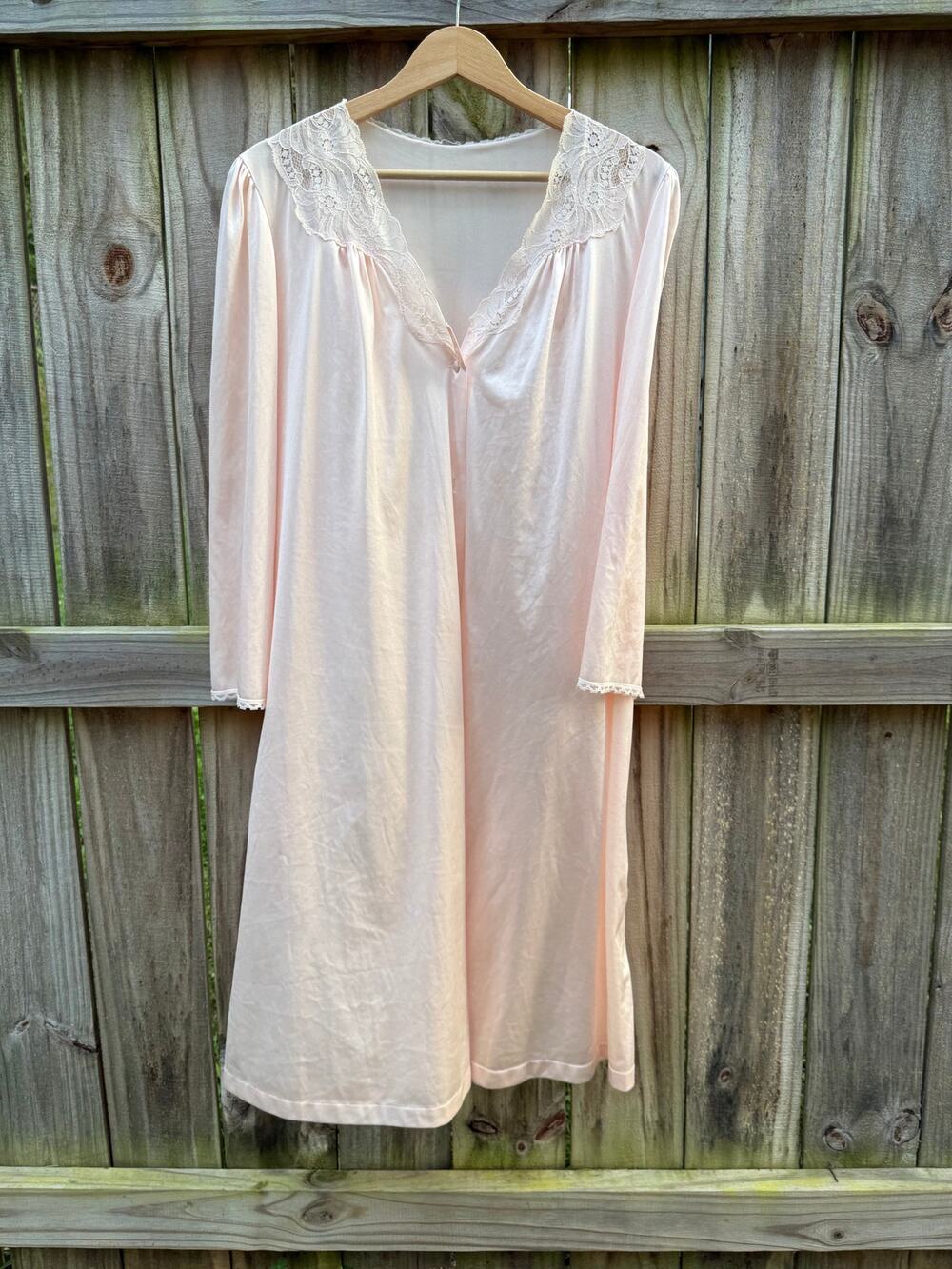 90s Blush Pink Lace Collar Vintage Nightgown